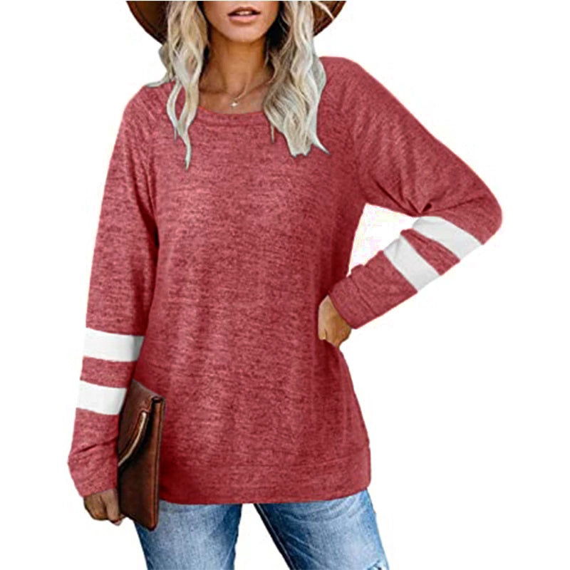 High-end Women's Slouchy Tee with Varsity Stripe