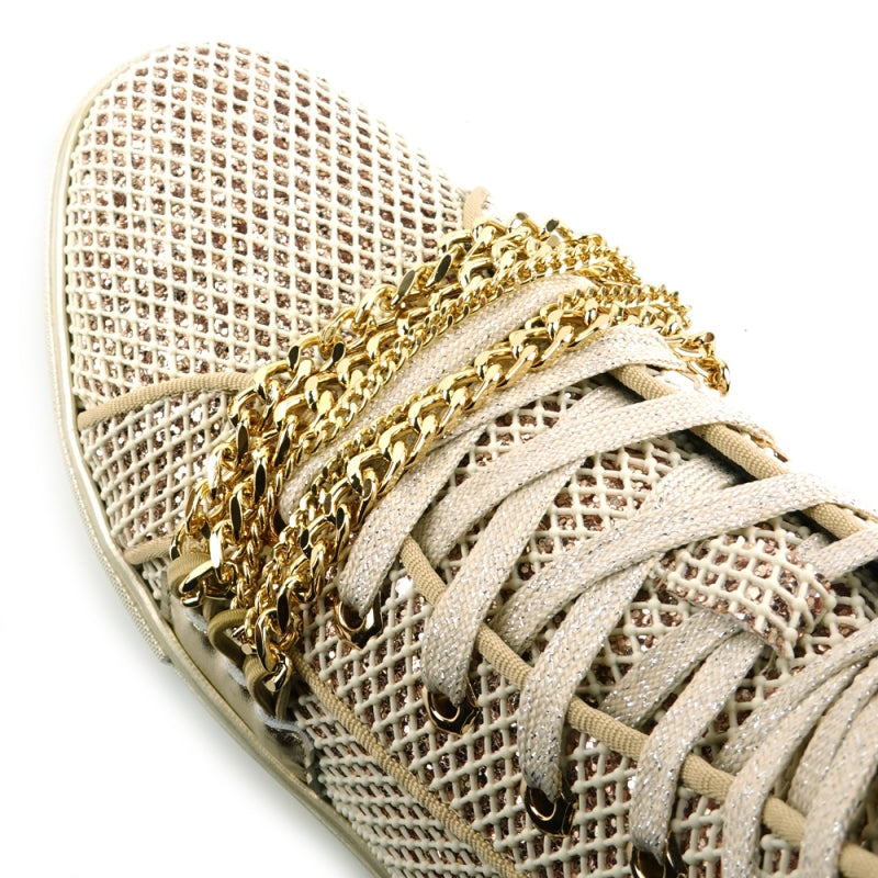 High Top Sneaker Encore FI-2410 White Gold Chain by Fiesso