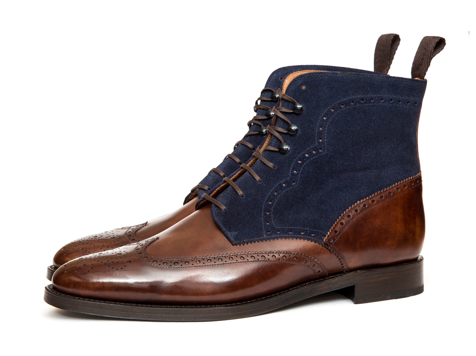 Holman Walnut Museum Calf Dark Blue Suede TMG Last Double Leather Sole