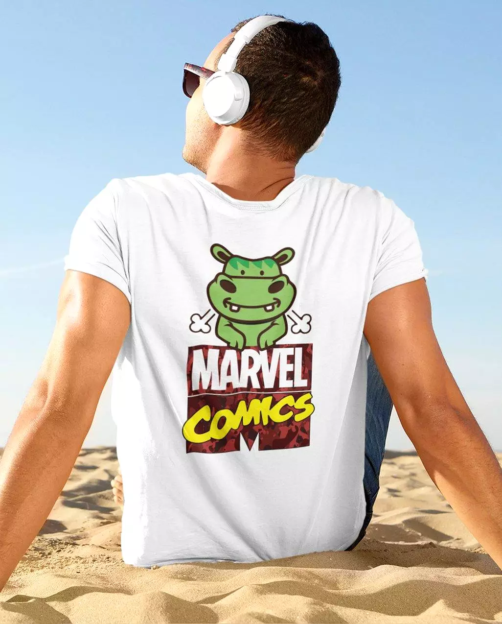 Hulk Marvel T-shirt - White, Basic Digital Graphics Design with a Ravin Hippo