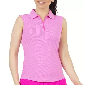 IBKUL Sleeveless Mini Check Polo in Hot Pink