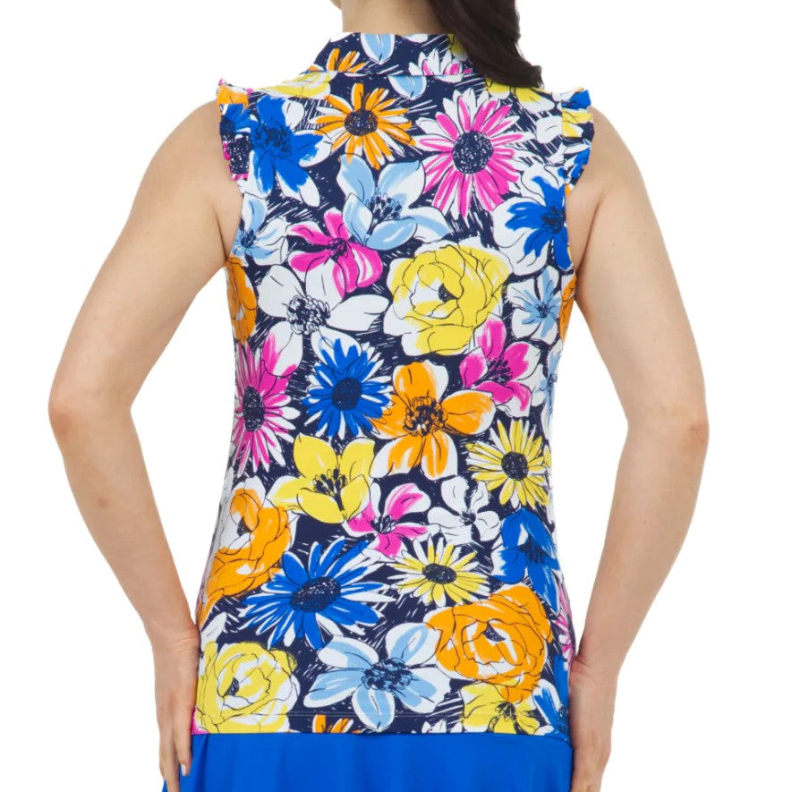 IBKUL Sleeveless Polo with Ruffles - Medeline