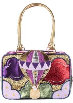 Irregular Choice Whisker Cat Balloon Bag Purple Gold