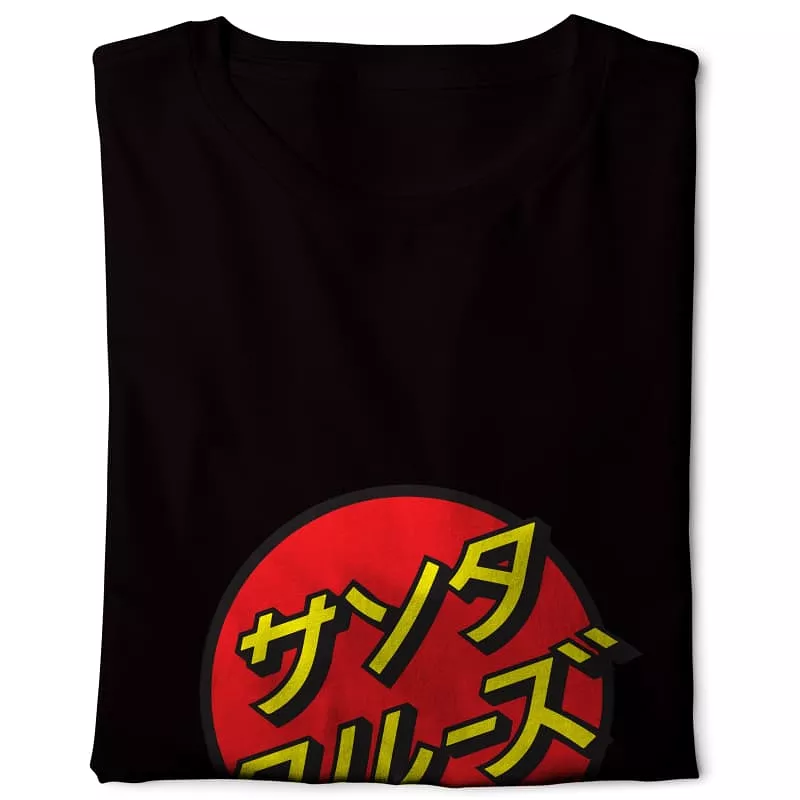 Japanese Santa Cruz T-shirt black, digital graphics, basic design, online shopping.