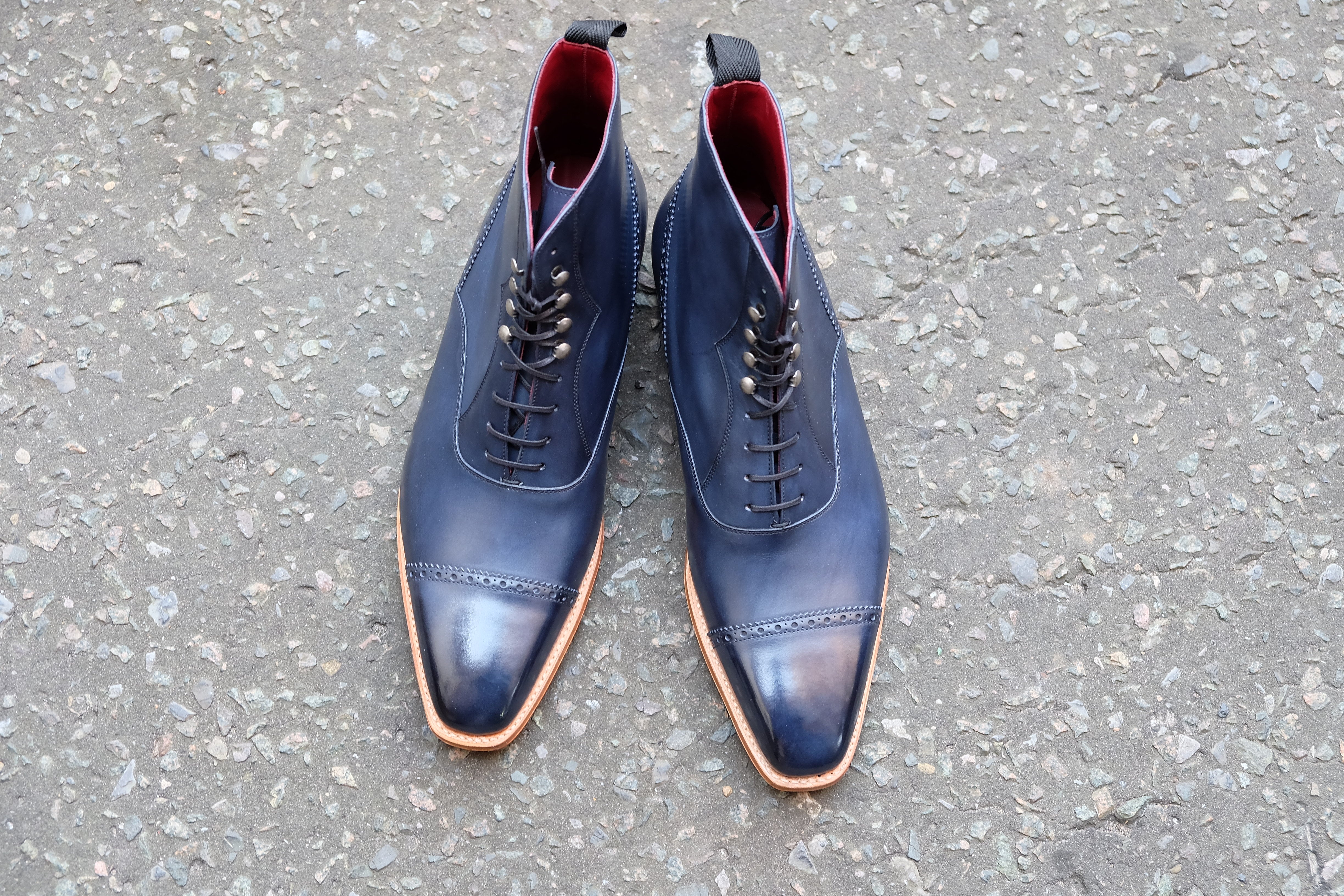 Jimmy MTO Navy Calf MGF Last Natural Single Leather Sole - Google SEO optimized.