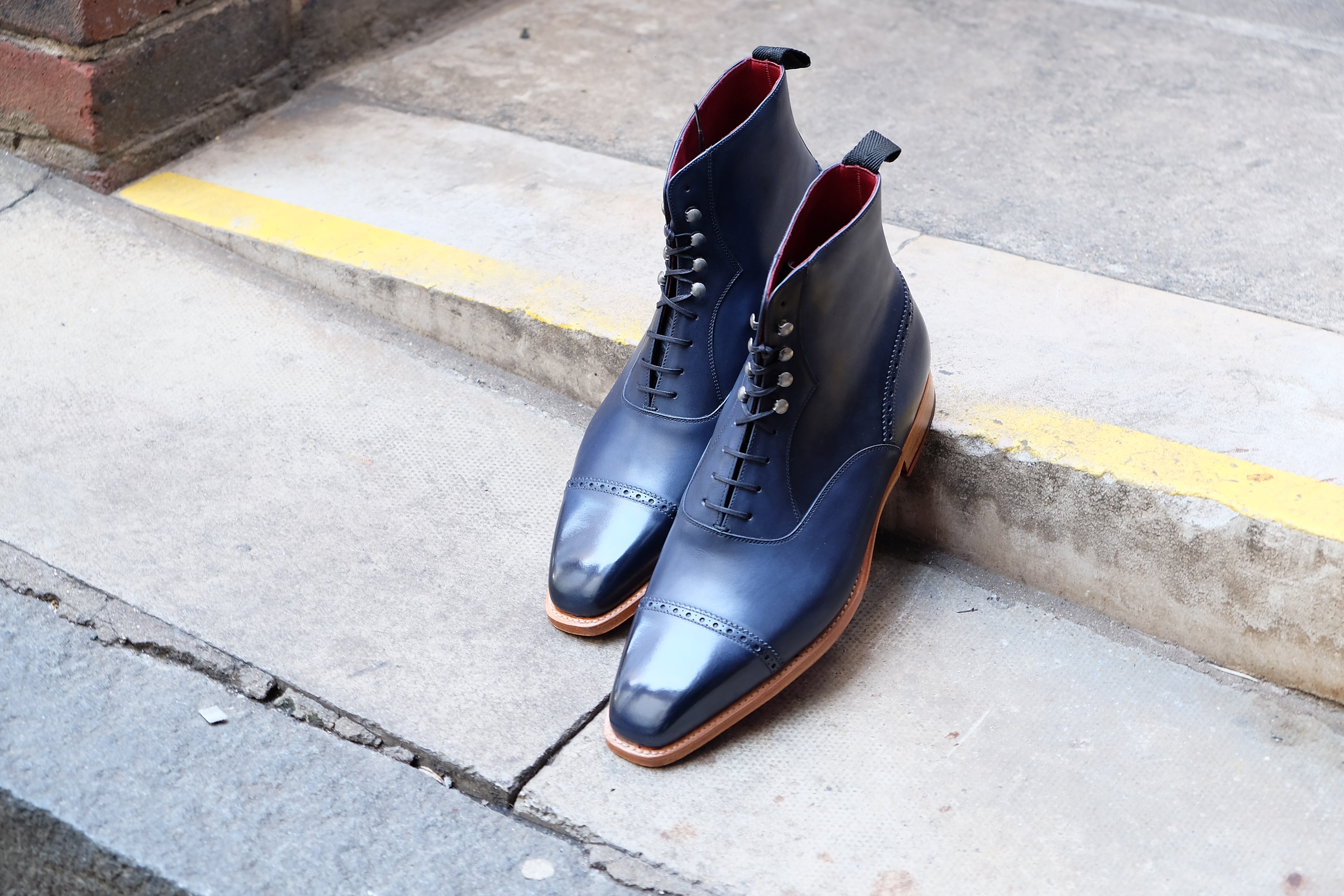 Jimmy MTO Navy Calf MGF Last Natural Single Leather Sole - Google SEO optimized.