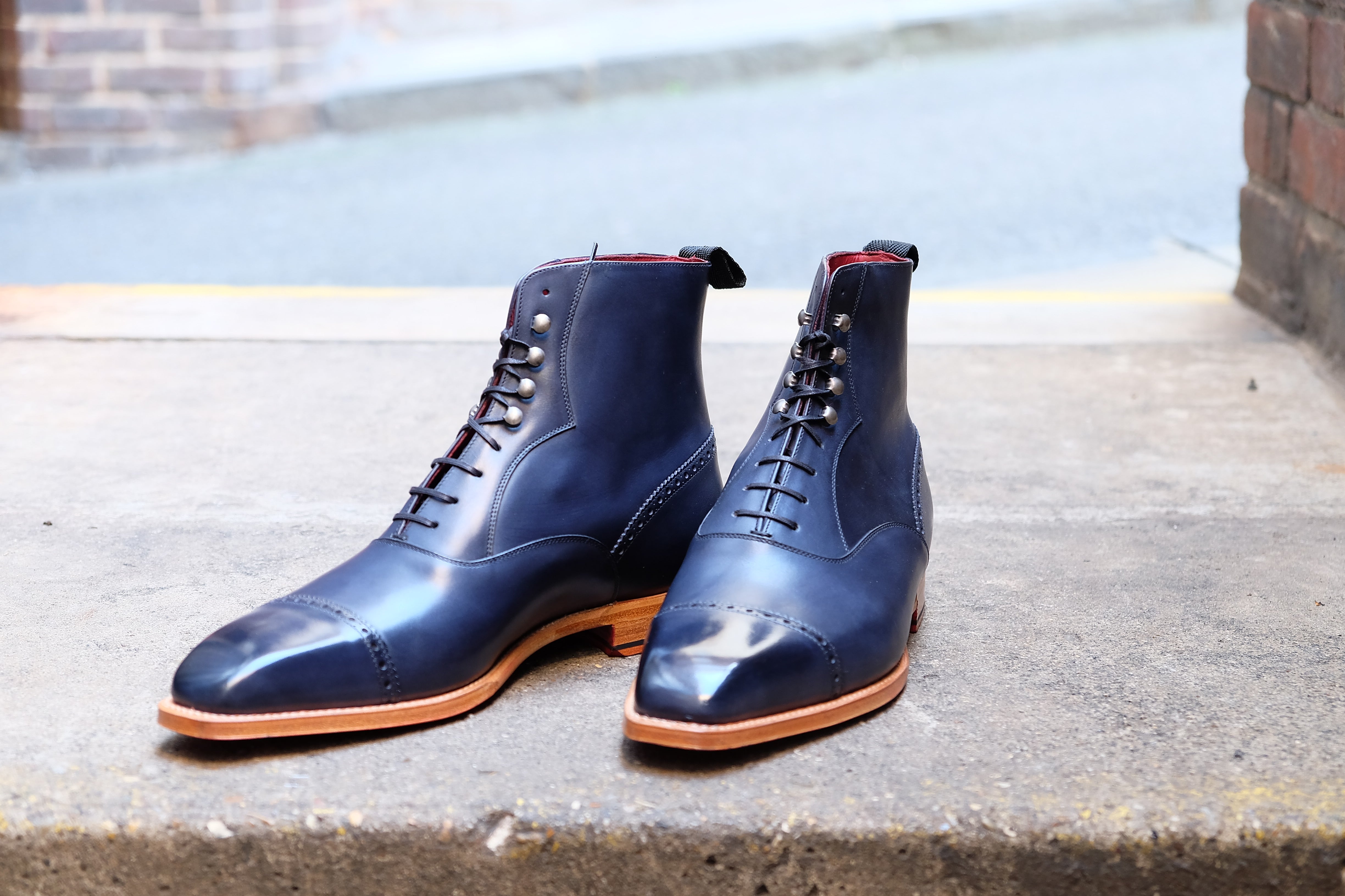 Jimmy MTO Navy Calf MGF Last Natural Single Leather Sole - Google SEO optimized.