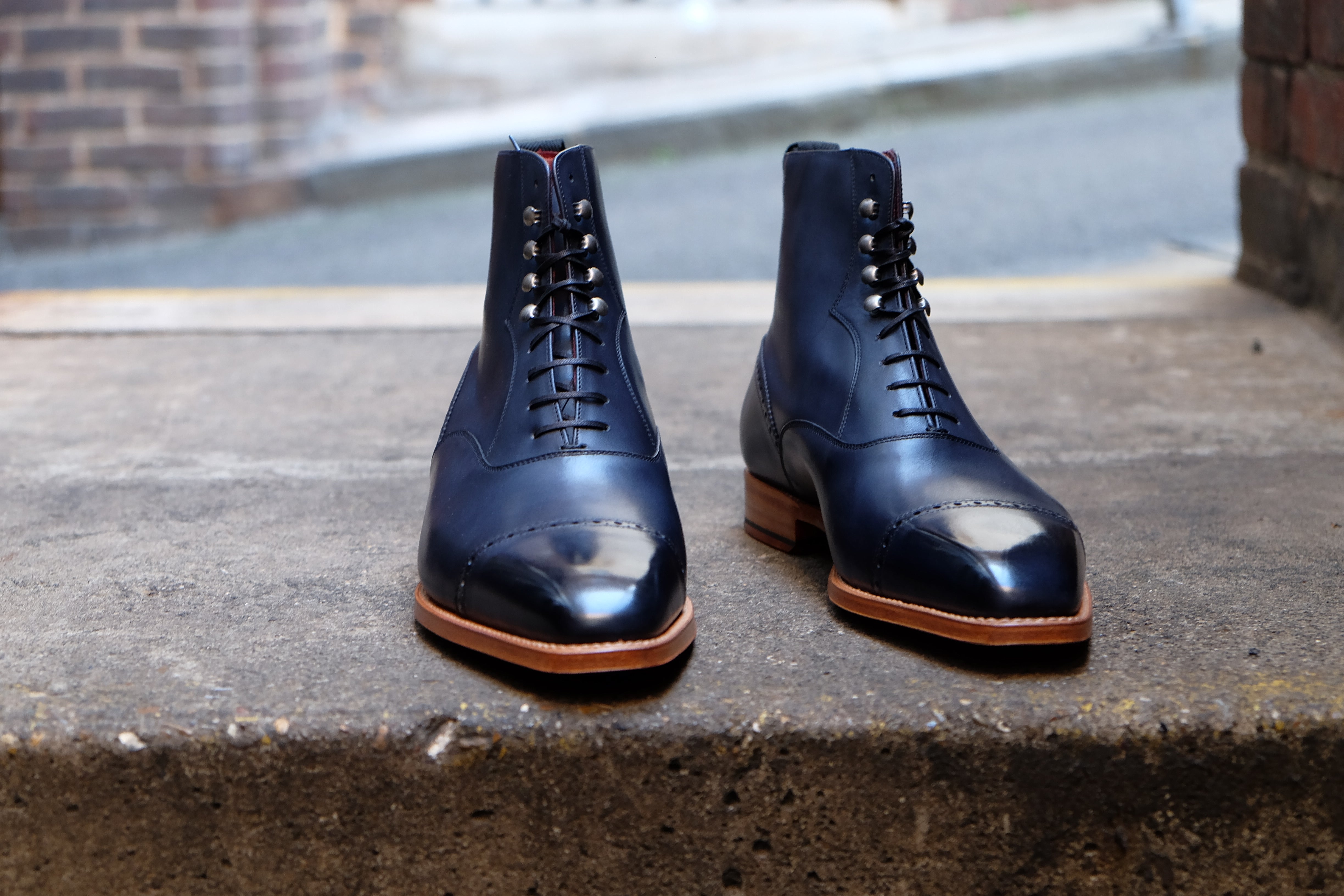 Jimmy MTO Navy Calf MGF Last Natural Single Leather Sole - Google SEO optimized.