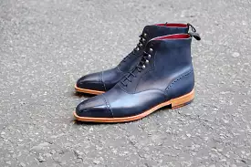 Jimmy MTO Navy Calf MGF Last Natural Single Leather Sole - Google SEO optimized.