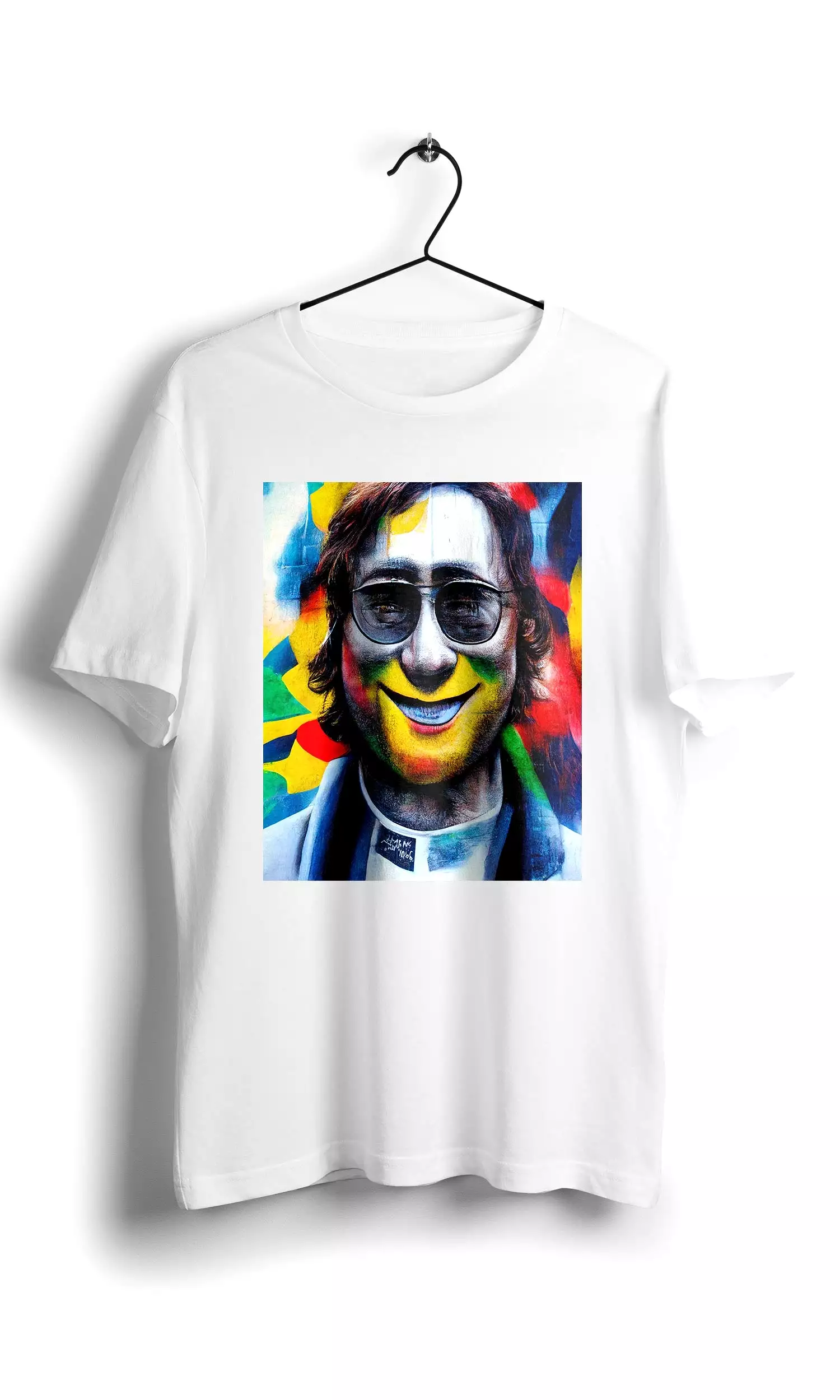 John Lennon Smiley T-shirt in Eduardo Kobra Street Style - Digital Graphics, White