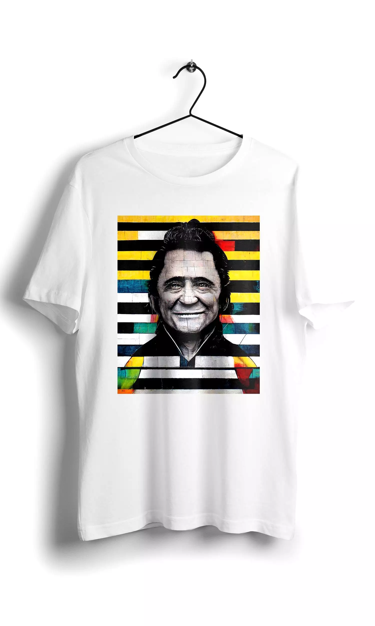 Johnny Cash Eduardo Kobra street style white T-shirt with digital graphics