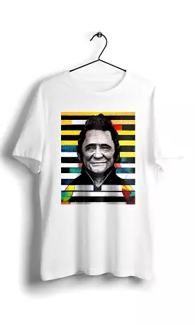 Johnny Cash Eduardo Kobra street style white T-shirt with digital graphics