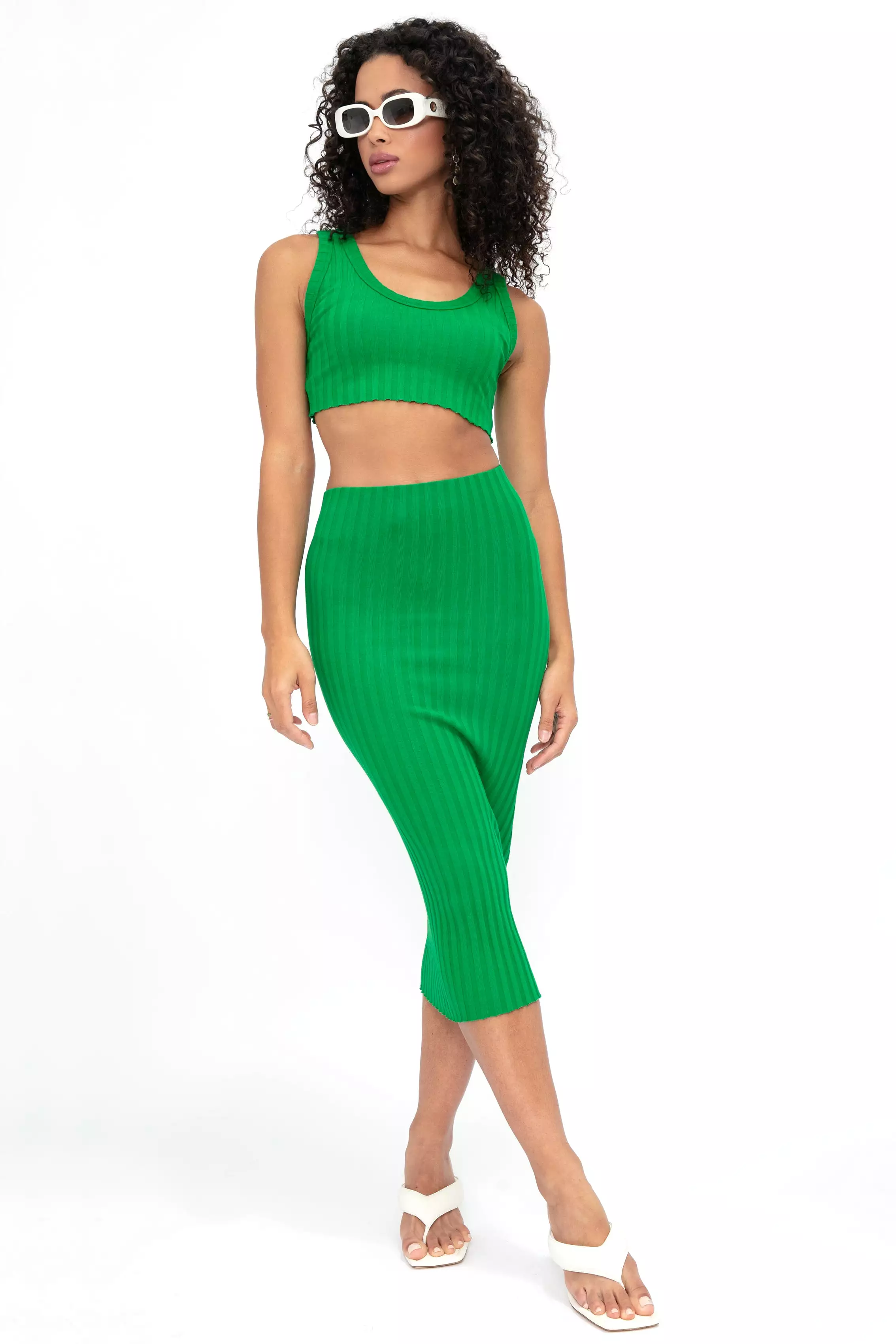 Kelly Green Capri Midi Skirt: Shop Now - Limited Stock