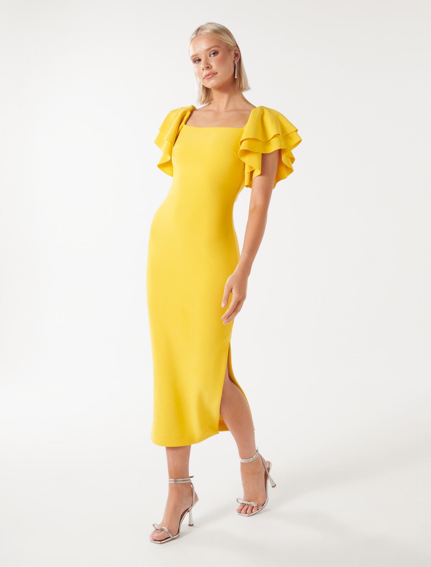 Kiki Bodycon Dress with Frill Sleeves.