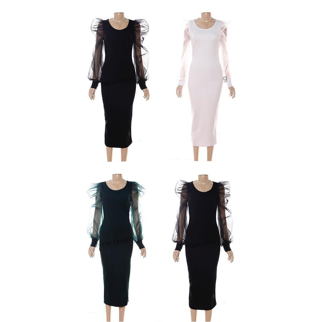 knitted bodycon dress with long sleeves