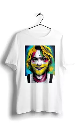 Kurt Cobain Smiley T-shirt - White, Eduardo Kobra Street Art, Digital Graphics