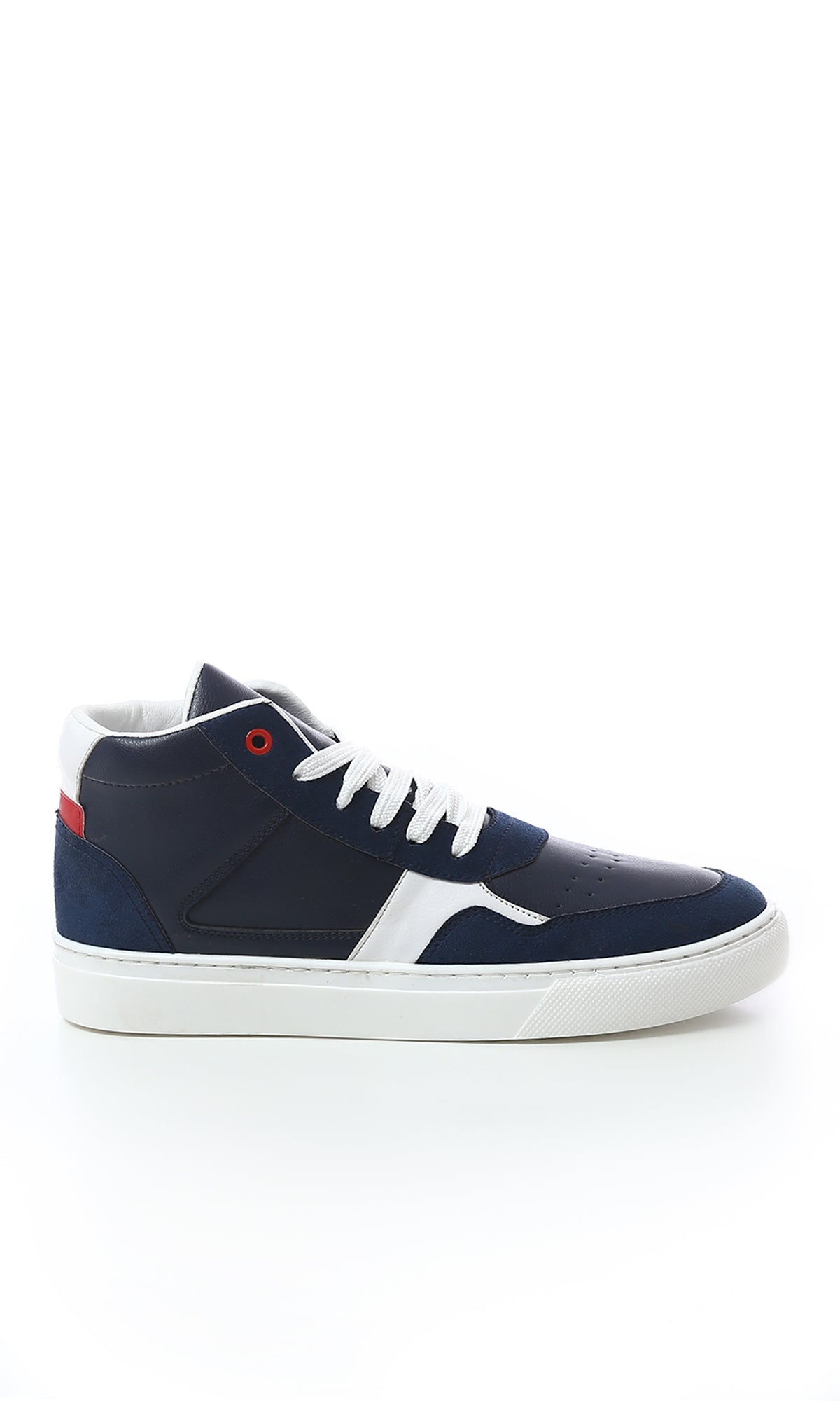 Lace Up Leather Suede High-Neck Casual Shoes in Navy Blue