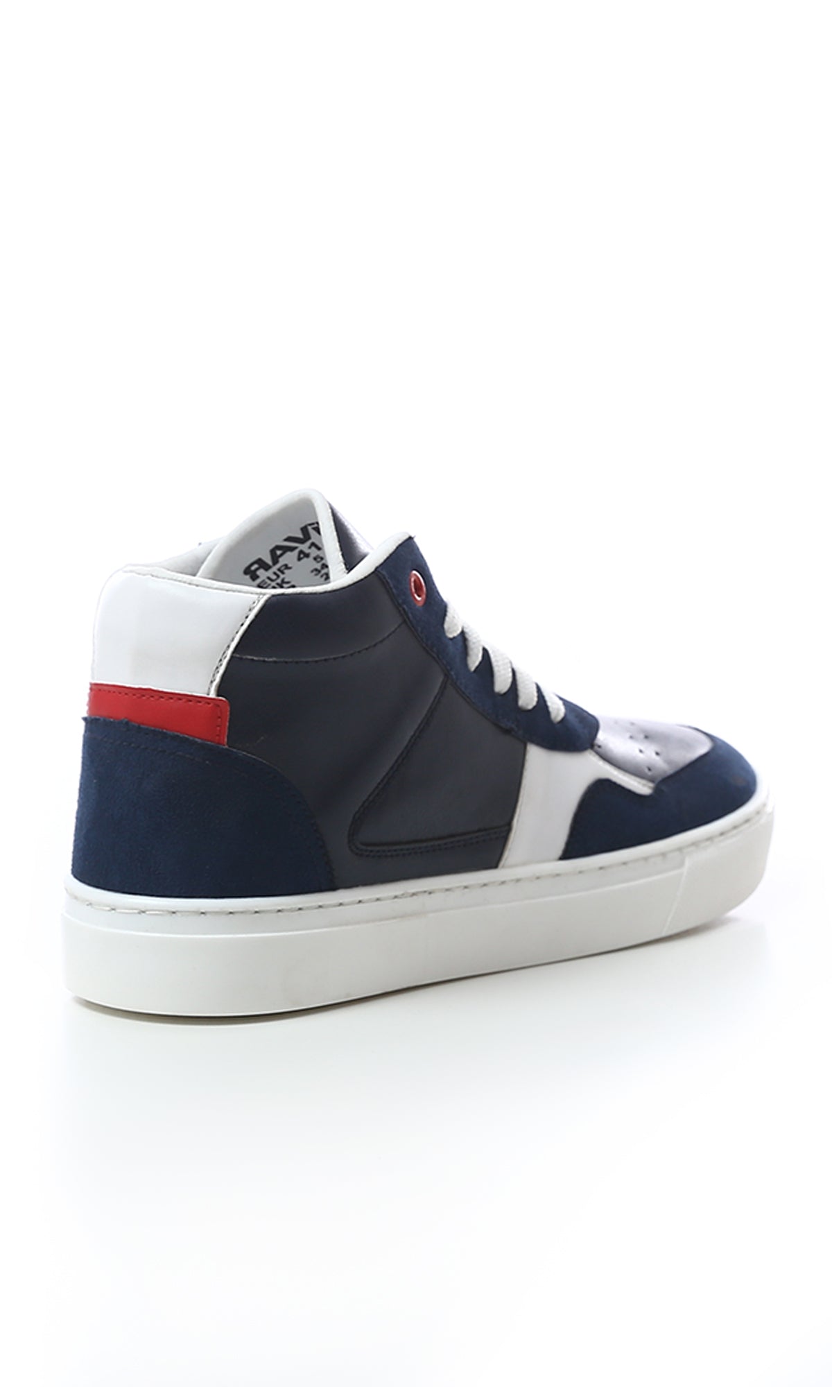 Lace Up Leather Suede High-Neck Casual Shoes in Navy Blue