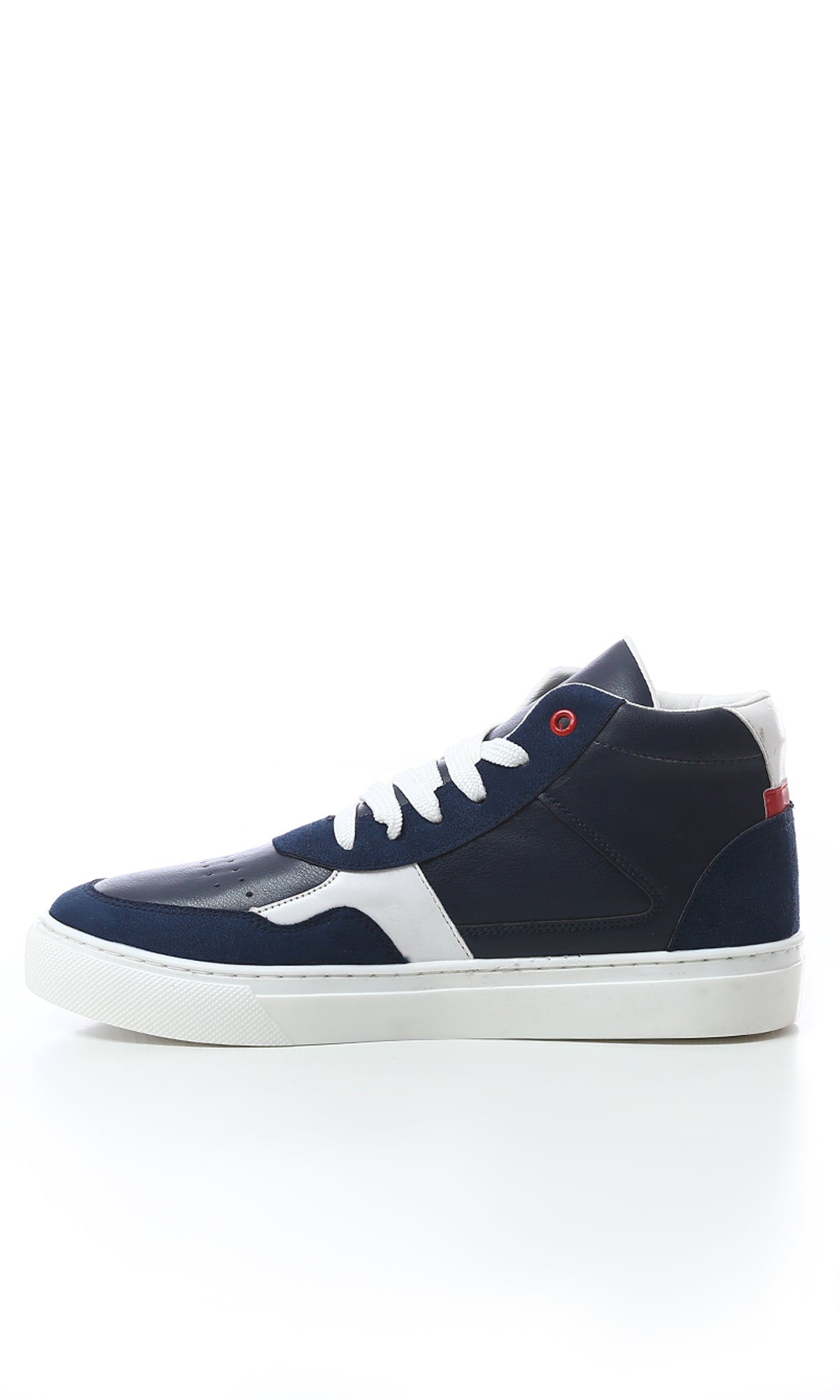 Lace Up Leather Suede High-Neck Casual Shoes in Navy Blue