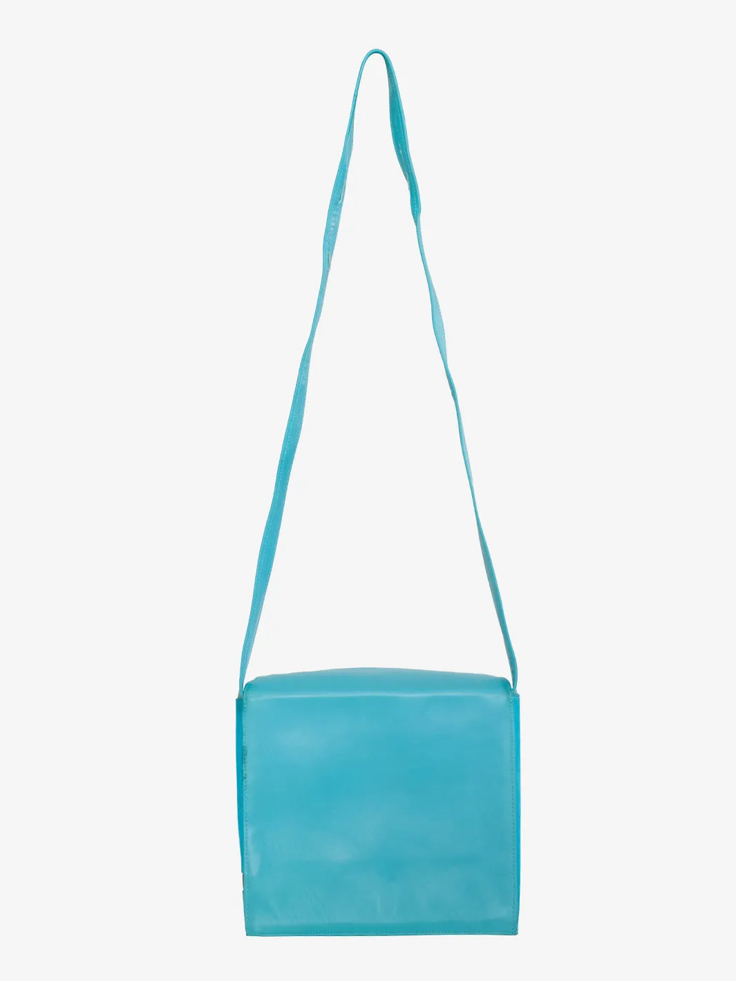 Light blue suede shoulder bag.