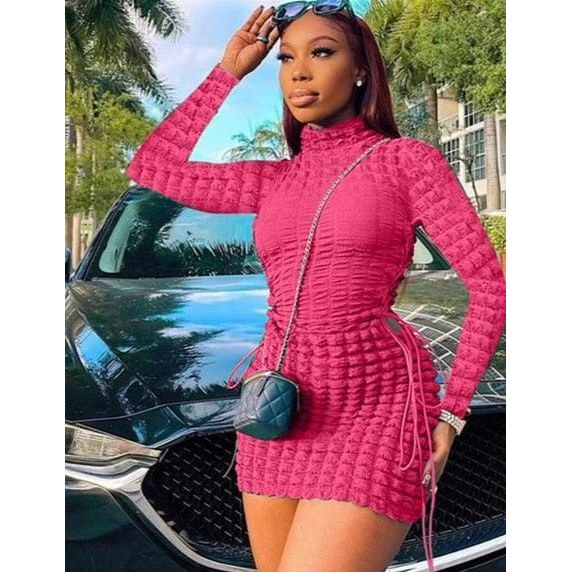 Long Sleeve Turtleneck Bodycon Dress