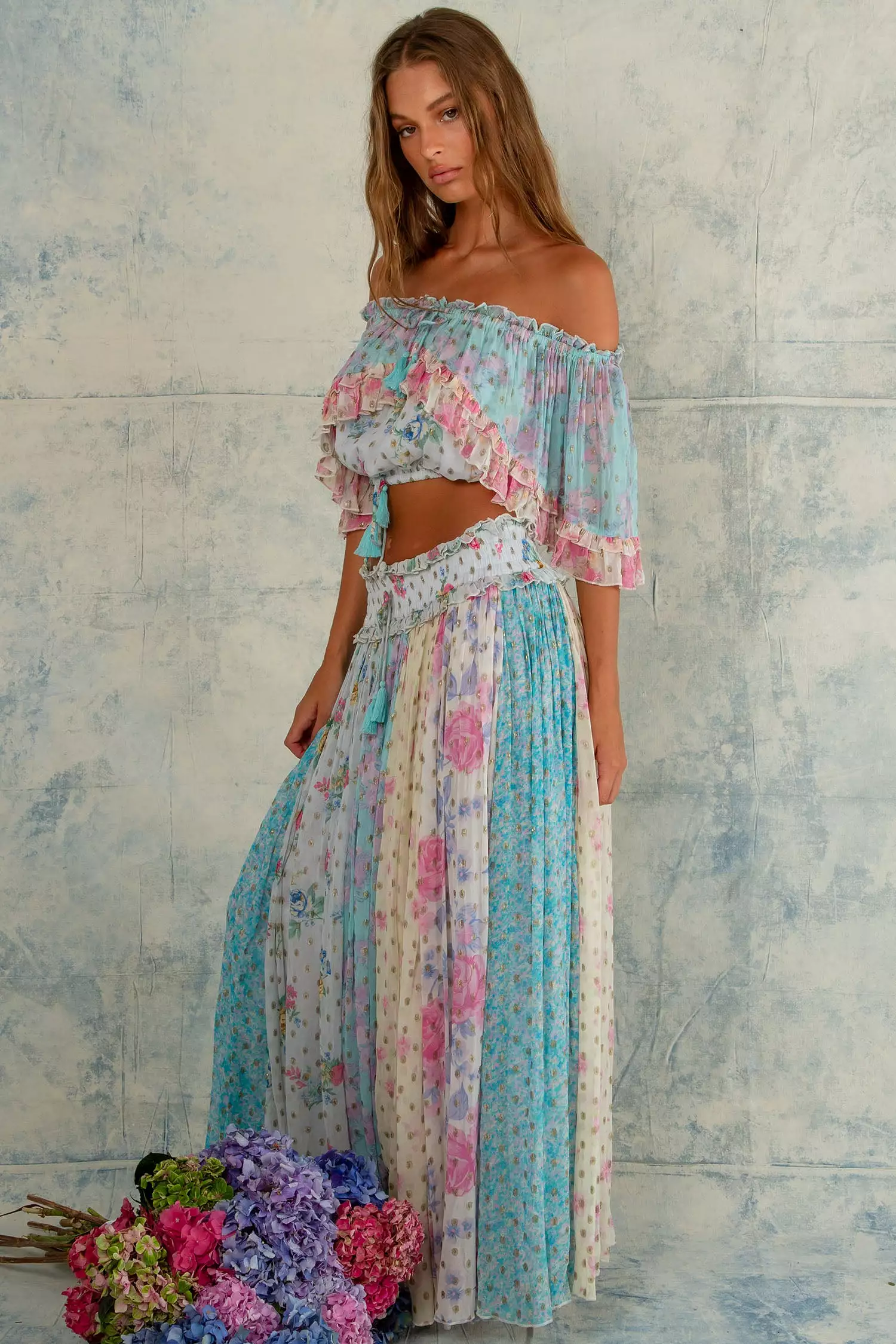 Love Street Set - Aqua Top and Skirt in Midsummer