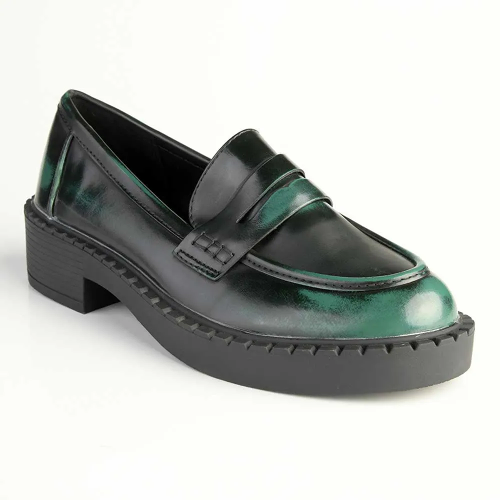 Madison Pia Slip On Brogue - Emerald Green