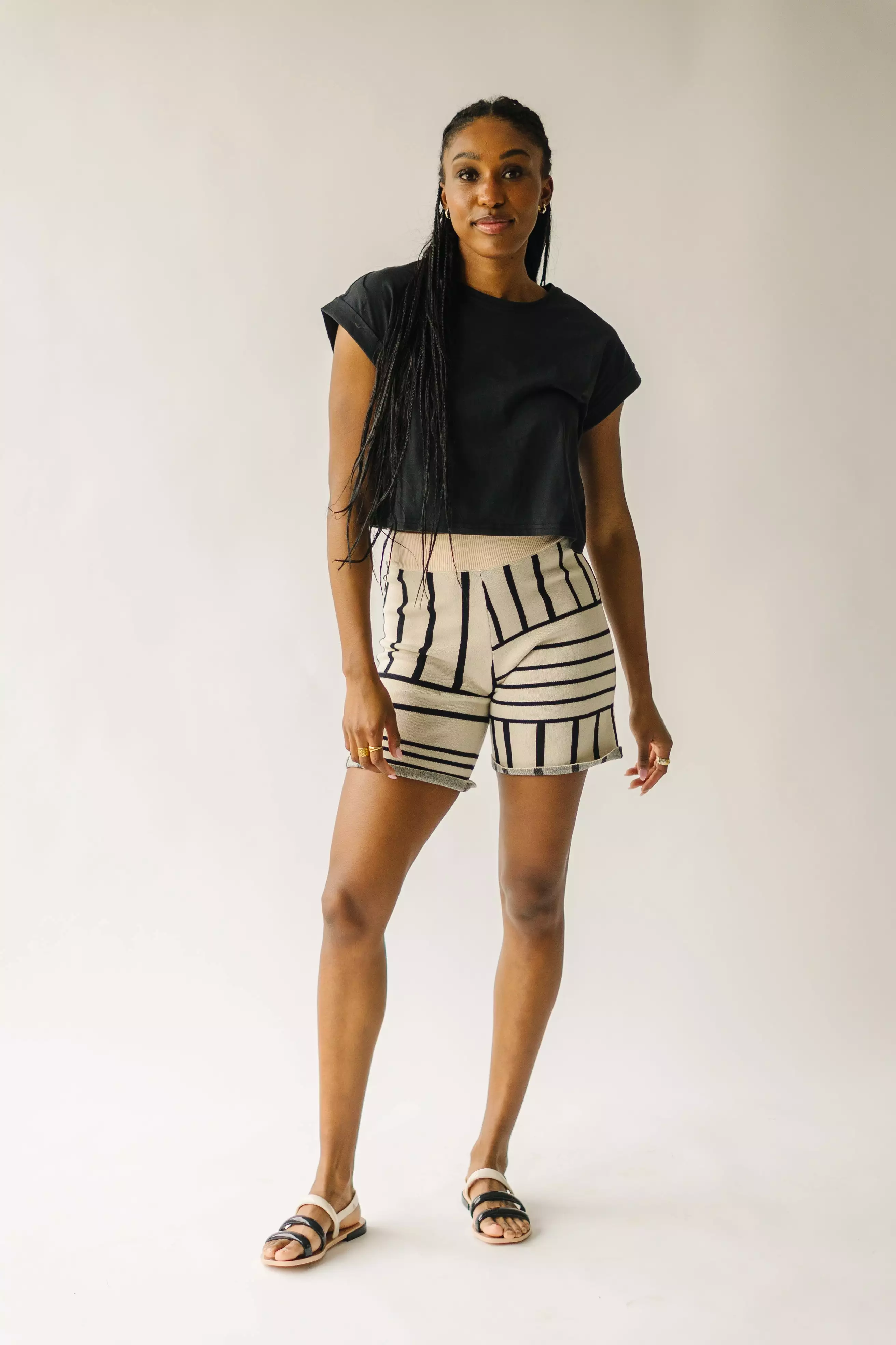 Mendes Geometric Shorts in Cream + Black - Buy Now, Limited Stock