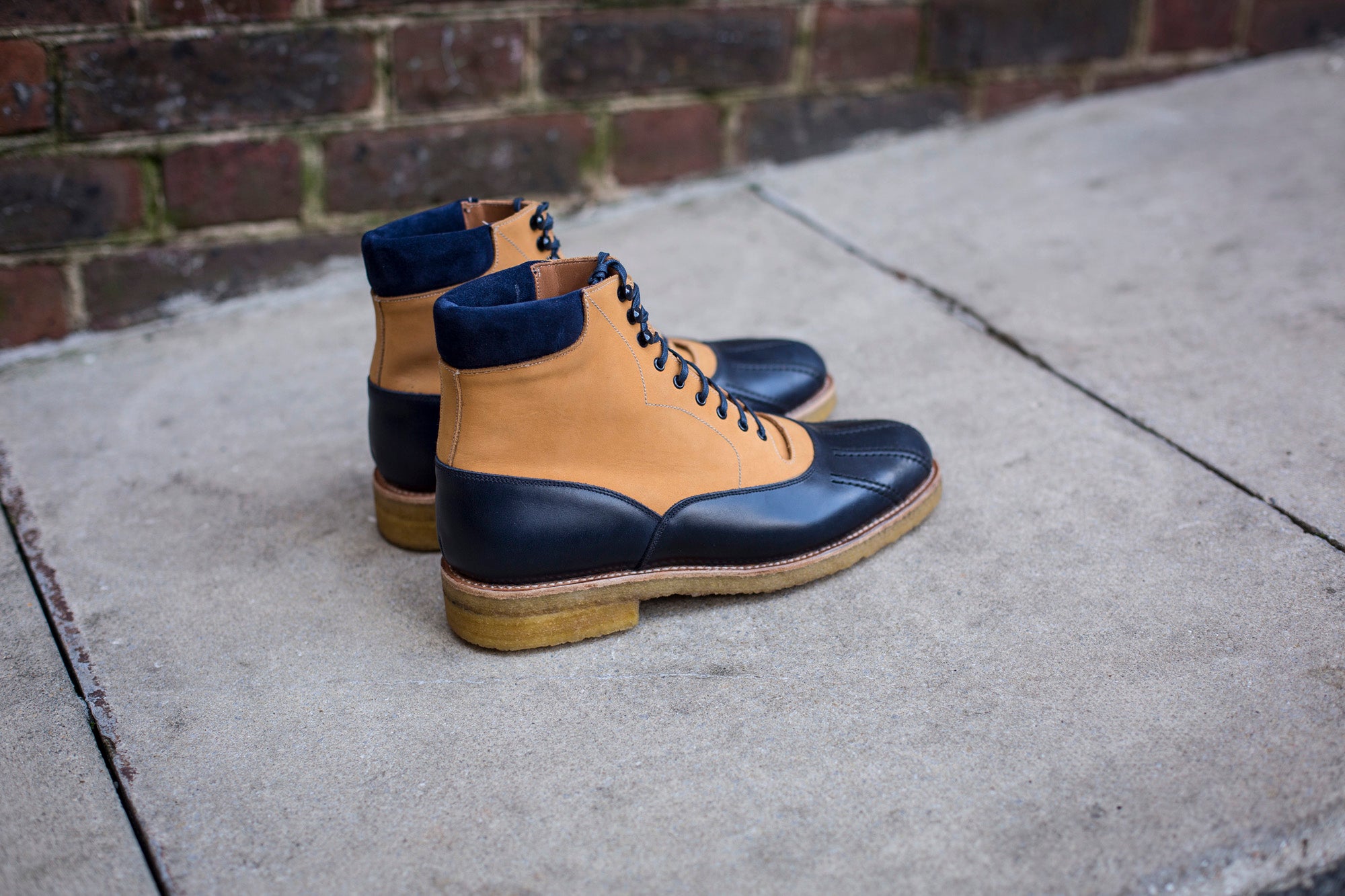 Mercer MTO Navy Calf Tan Nubuck TMG Last Crepe Rubber Sole - Shop Now