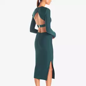 Midi Bodycon Dress with High Slit and Backless