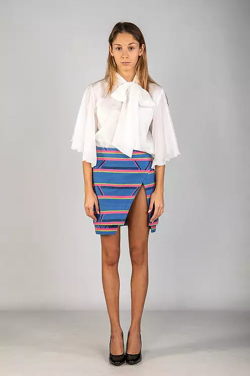 Miley Blue Mini Skirt - Kentelig Side Slit