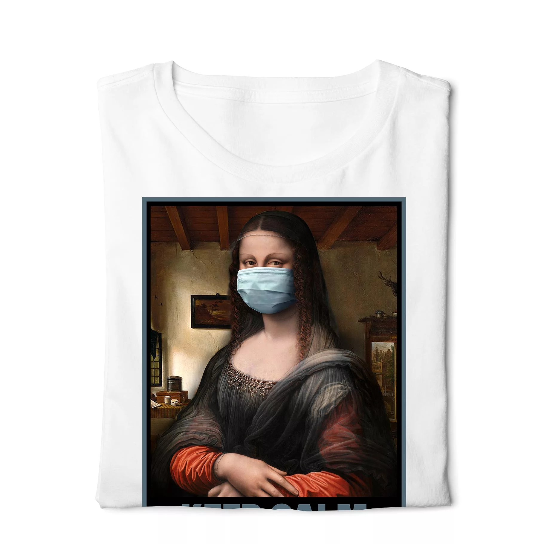 Mona Lisa fights corona - White Digital Graphics T-shirt