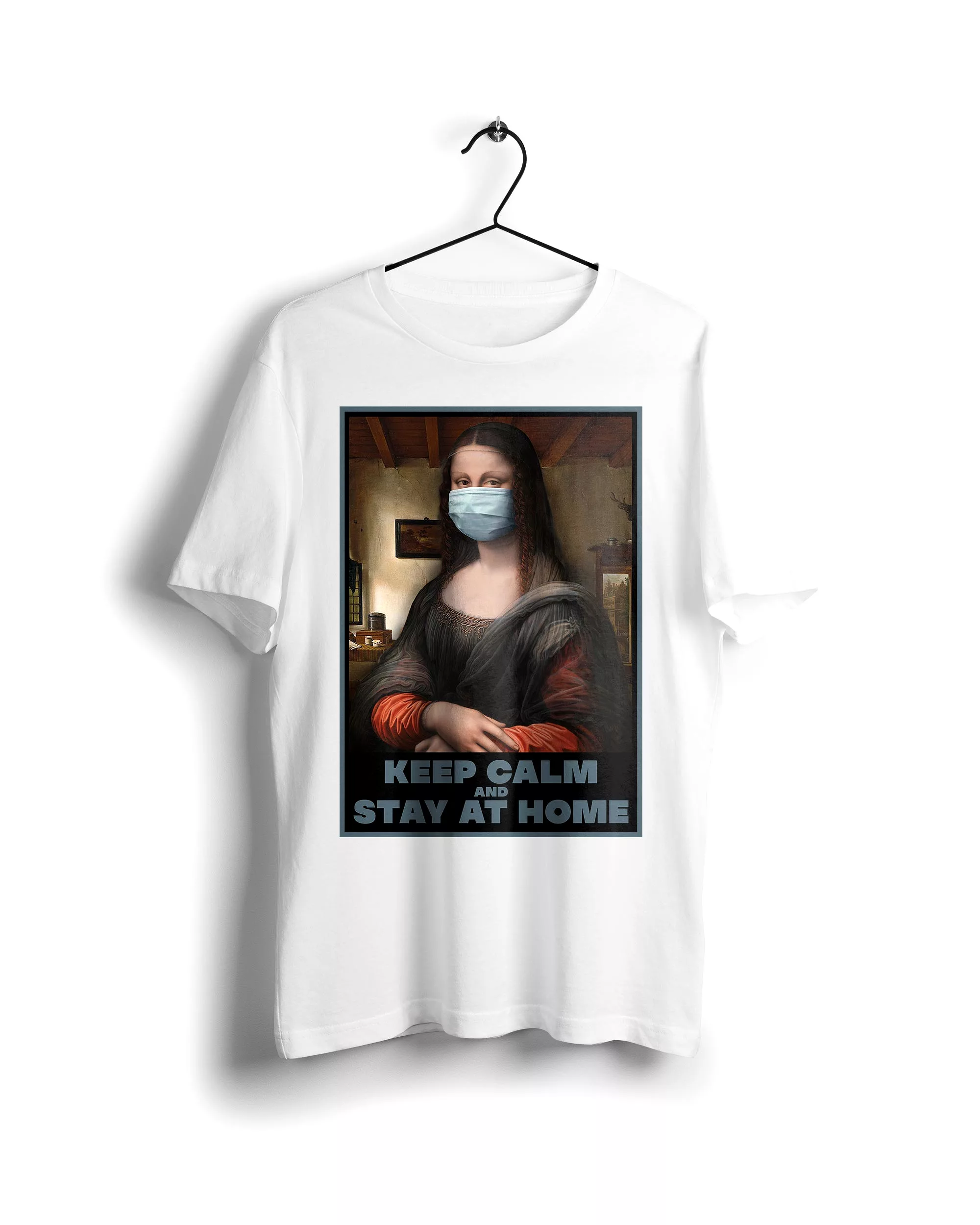 Mona Lisa fights corona - White Digital Graphics T-shirt