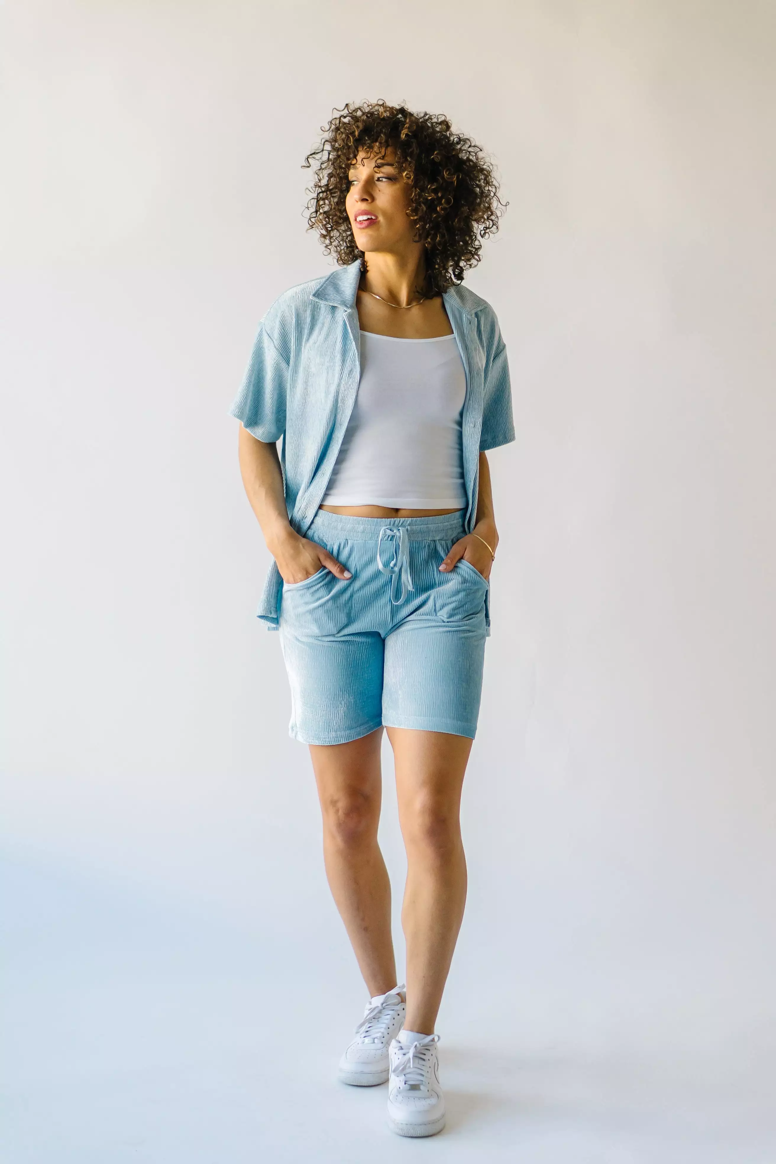 Morell High Waisted Shorts Blue Velvet