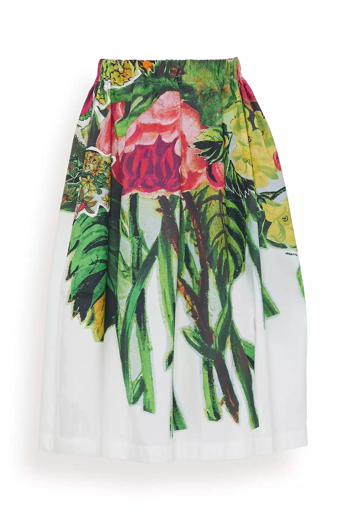 Mystical White Floral Print Poplin Skirt