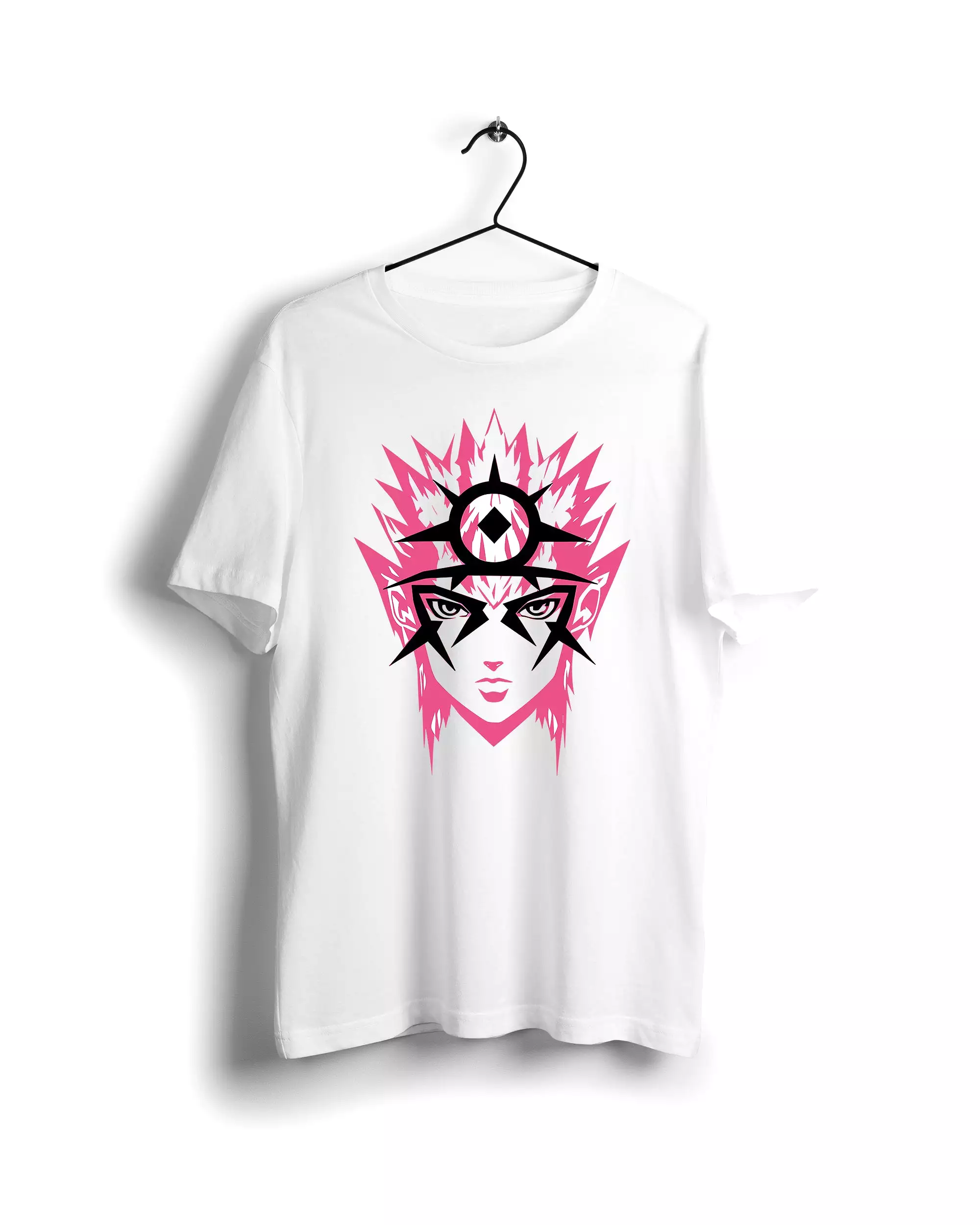 Naruto Logo Tee: Minimalist Pink & Black Elegance - Digital Graphic White T-shirt.