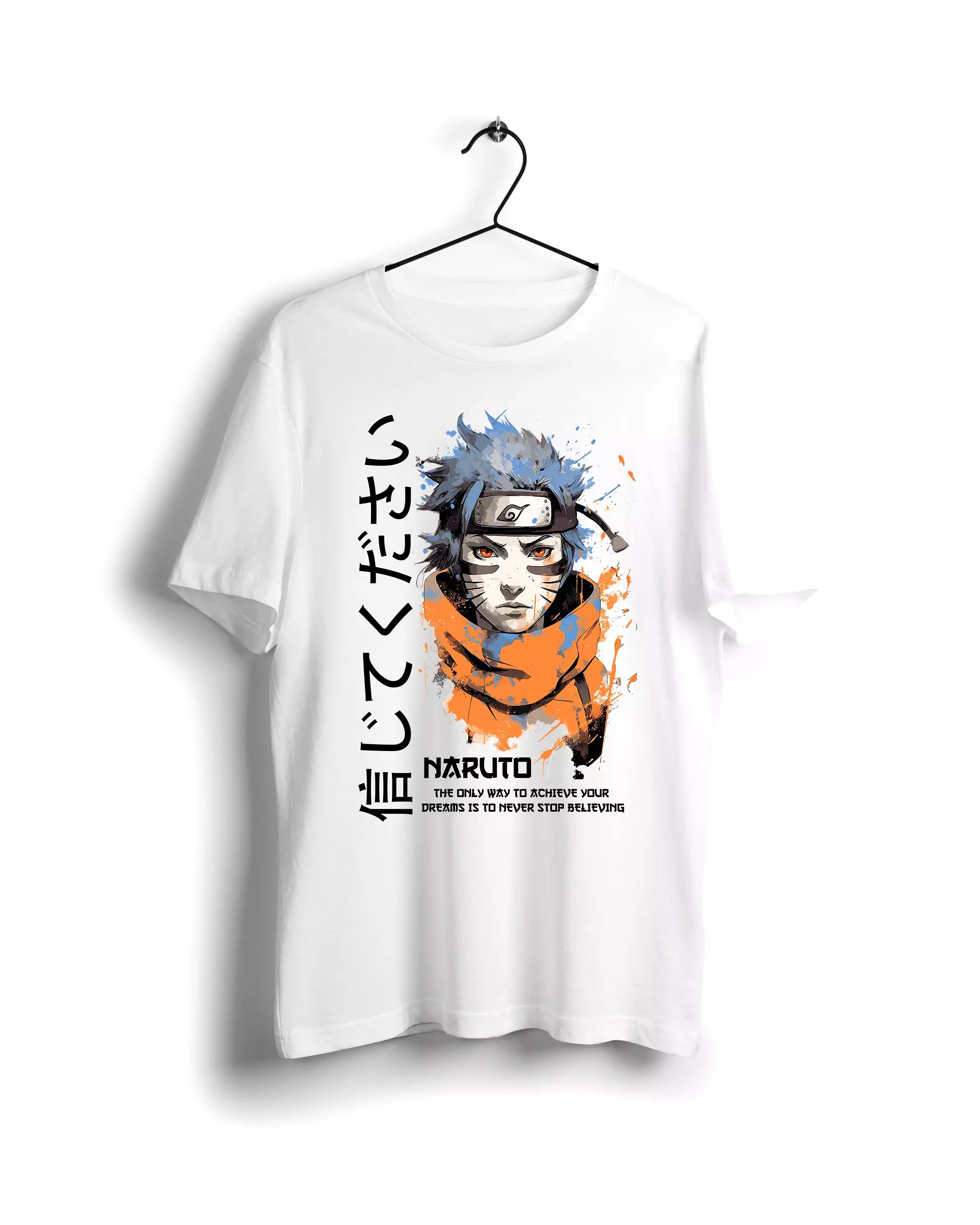 Naruto Watercolor Dreams Tee: Inspiring Text - English & Japanese - Digital Graphics White T-shirt