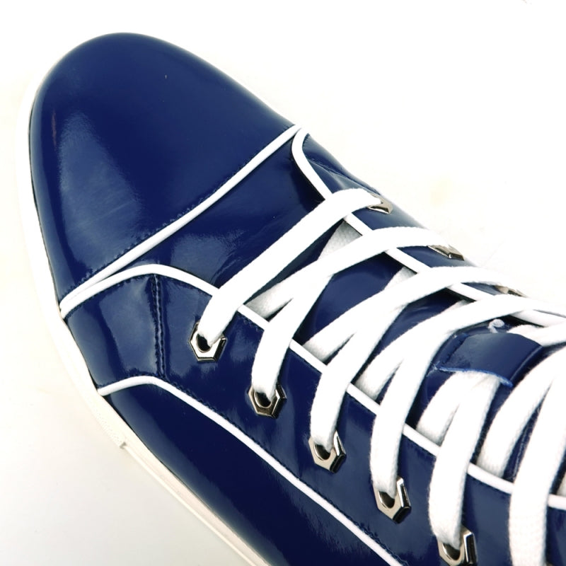 Navy Patent Leather High Top Sneaker - FI-2416