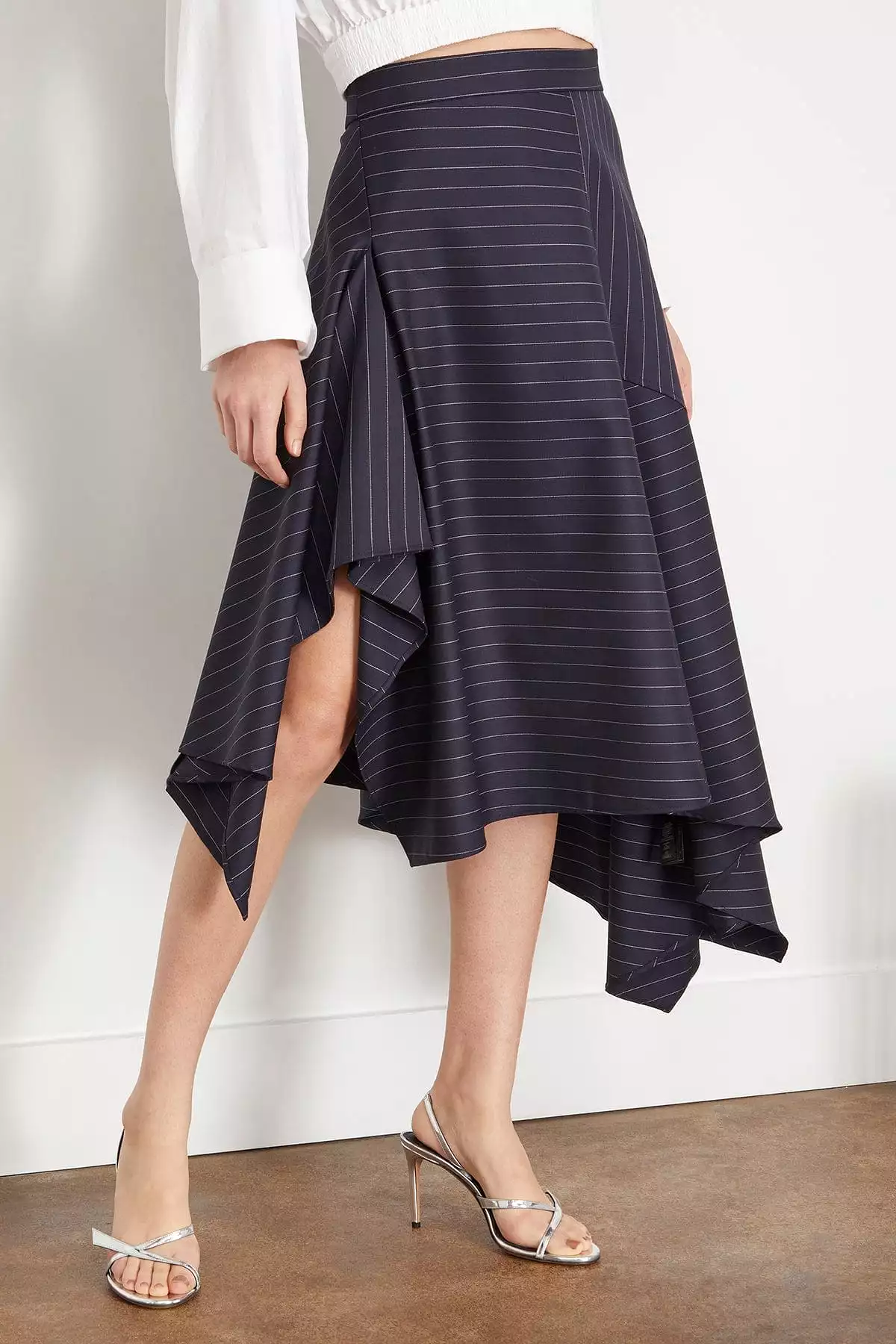 Navy square hem panelled skirt