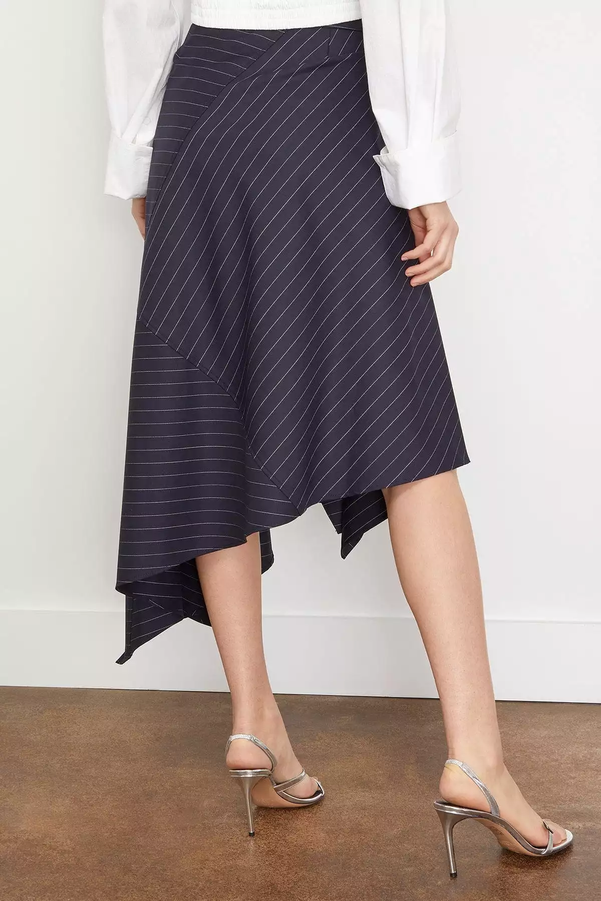 Navy square hem panelled skirt