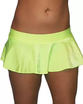 Neon Yellow Ruffle Mini Skirt - 12 Inches - Extreme