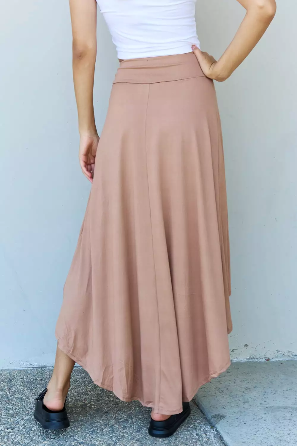 Ninexis High Waisted Flare Maxi Skirt - Camel