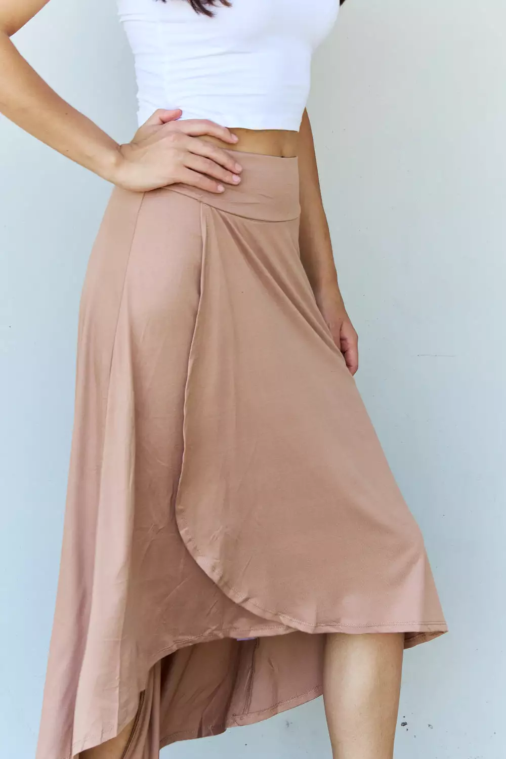 Ninexis High Waisted Flare Maxi Skirt - Camel