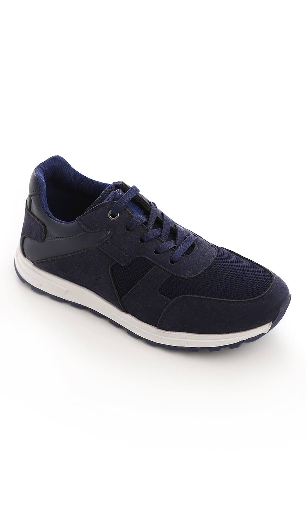 O171186 Oval Toe Navy Blue Leather Shoes