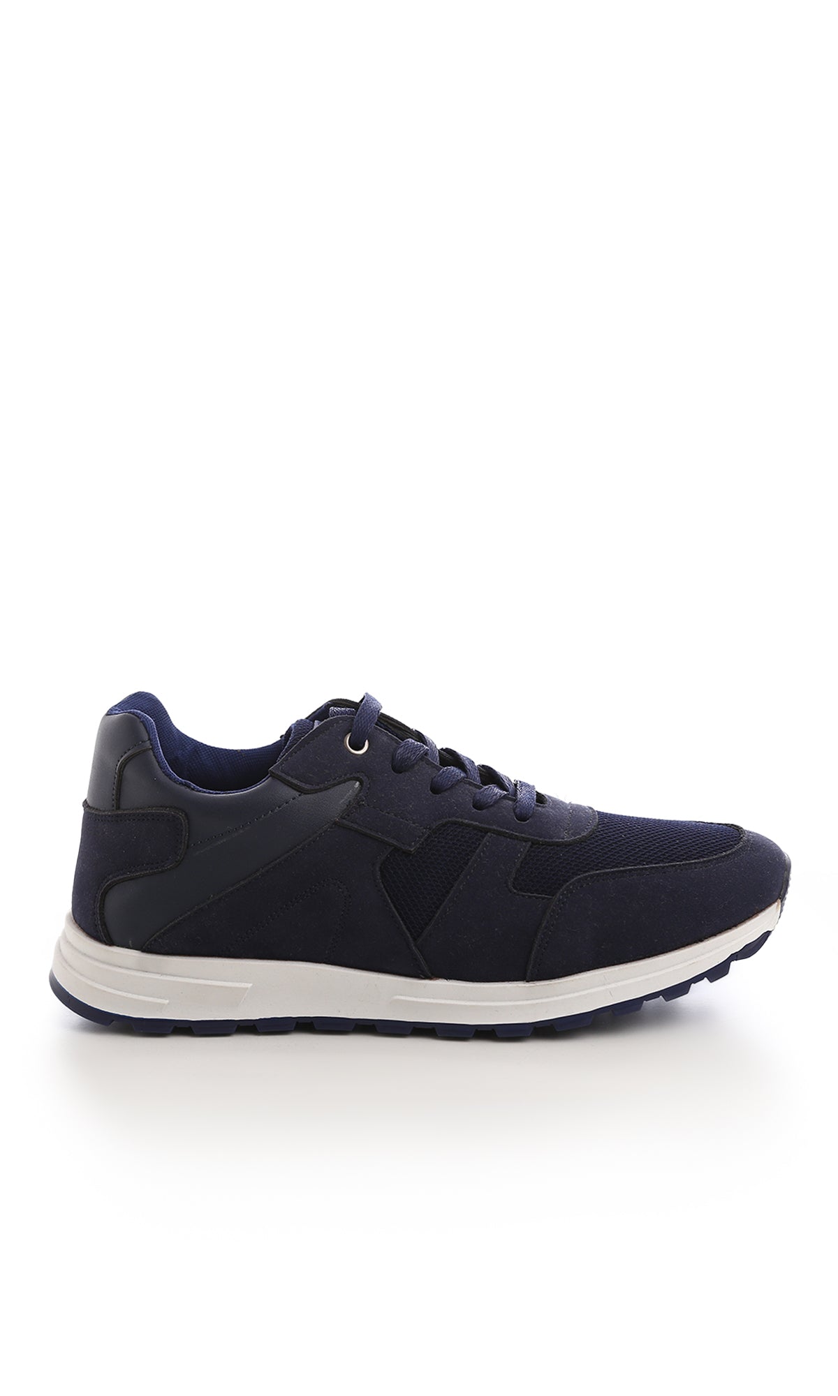 O171186 Oval Toe Navy Blue Leather Shoes