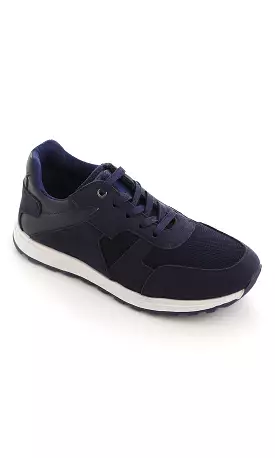 O171186 Oval Toe Navy Blue Leather Shoes