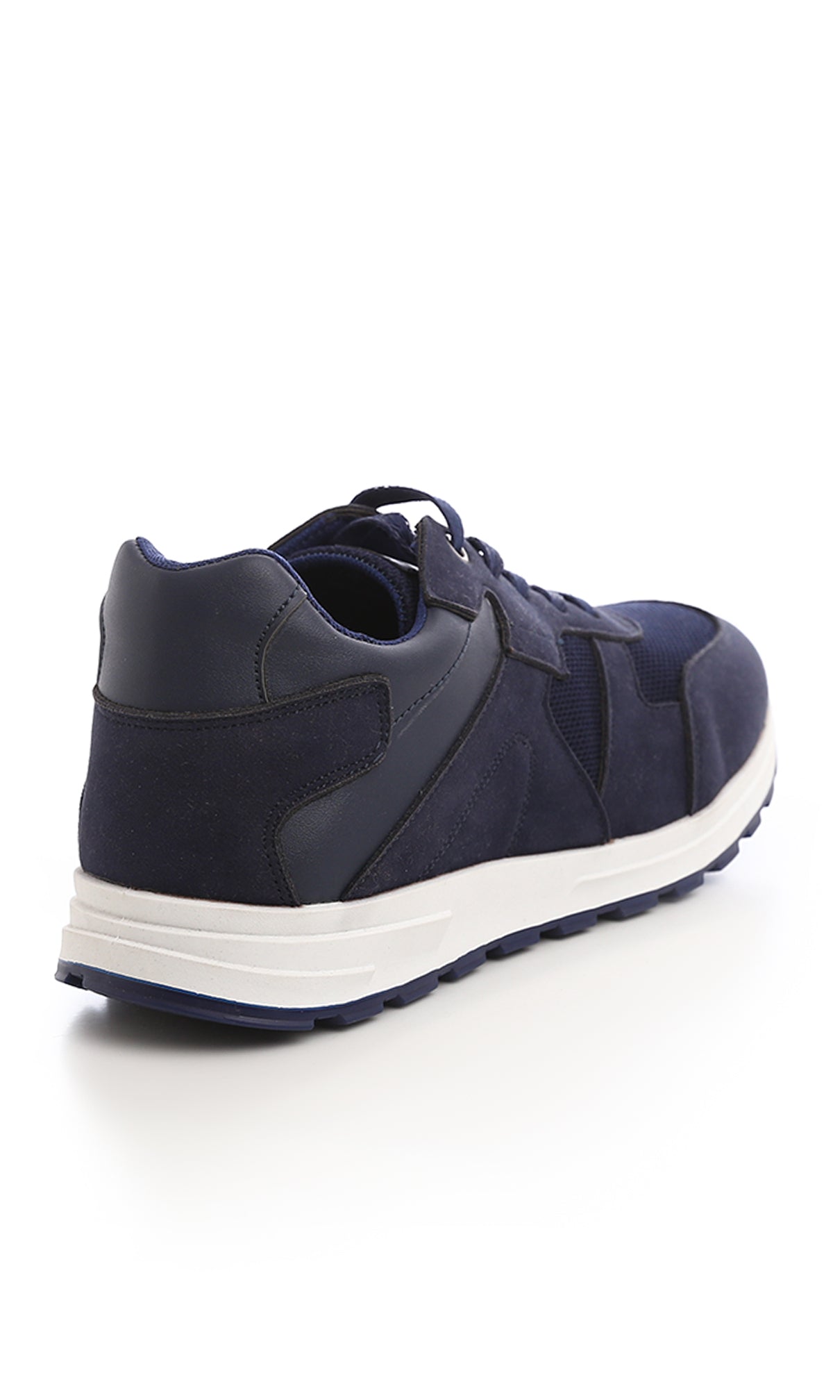 O171186 Oval Toe Navy Blue Leather Shoes