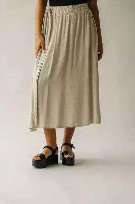 Oaklynn Oatmeal Linen Midi Skirt