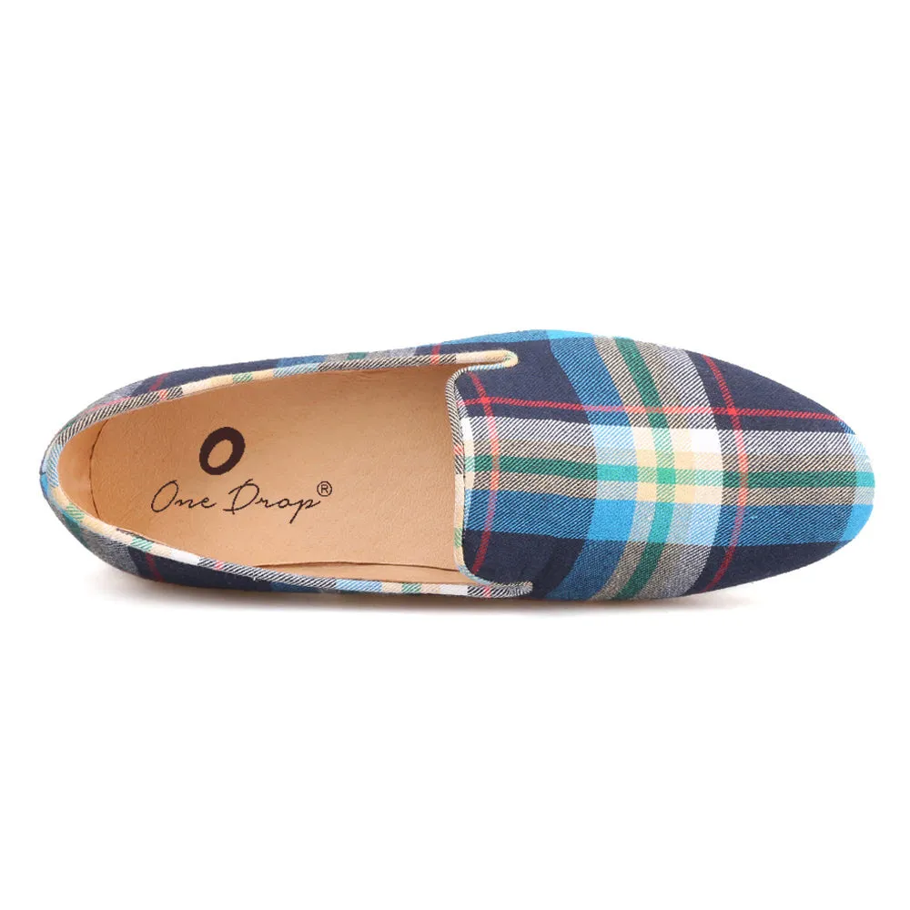 OneDrop Handmade Gingham Women Dress Shoes Summer Ballet Slip On Loafers