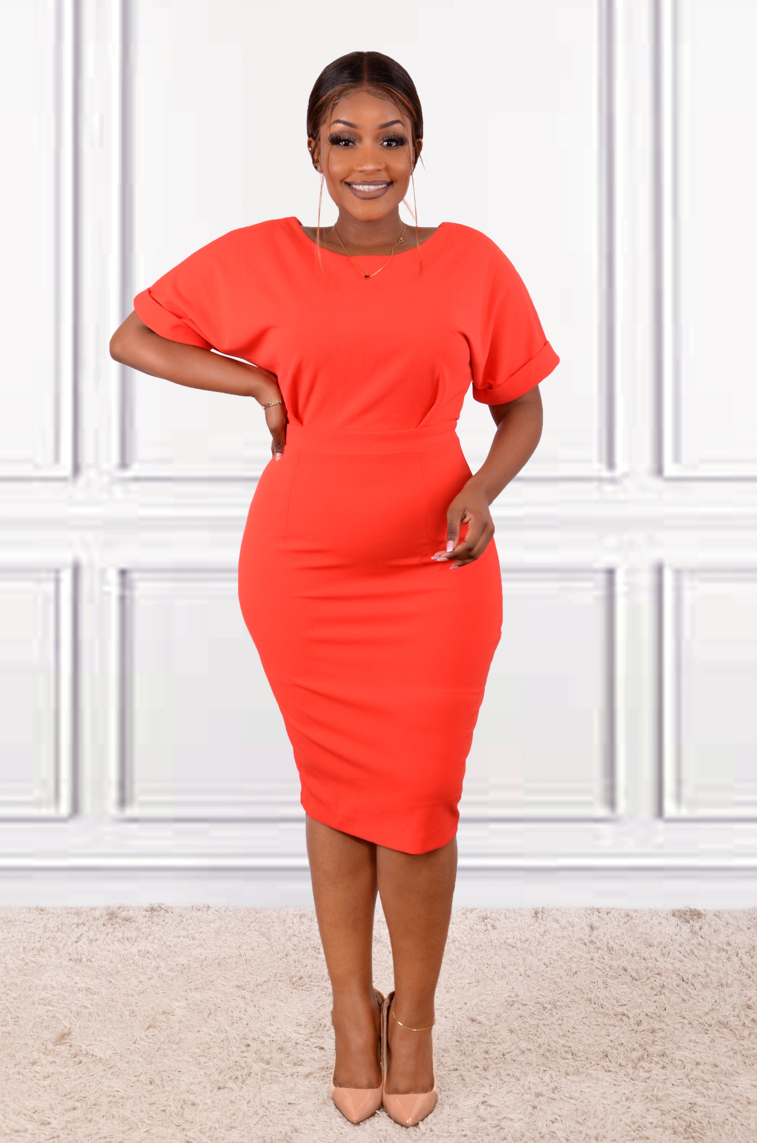 Orange bodycon dress - Alexla